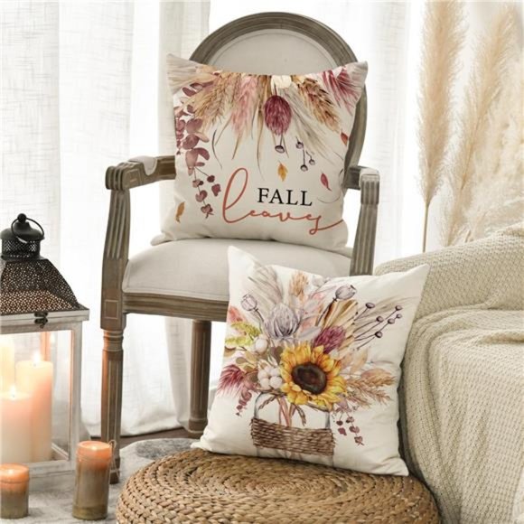 Set of 4 Thanksgiving Throw Pillow Covers  |  18 x 18 Inches - Picture 4 of 8